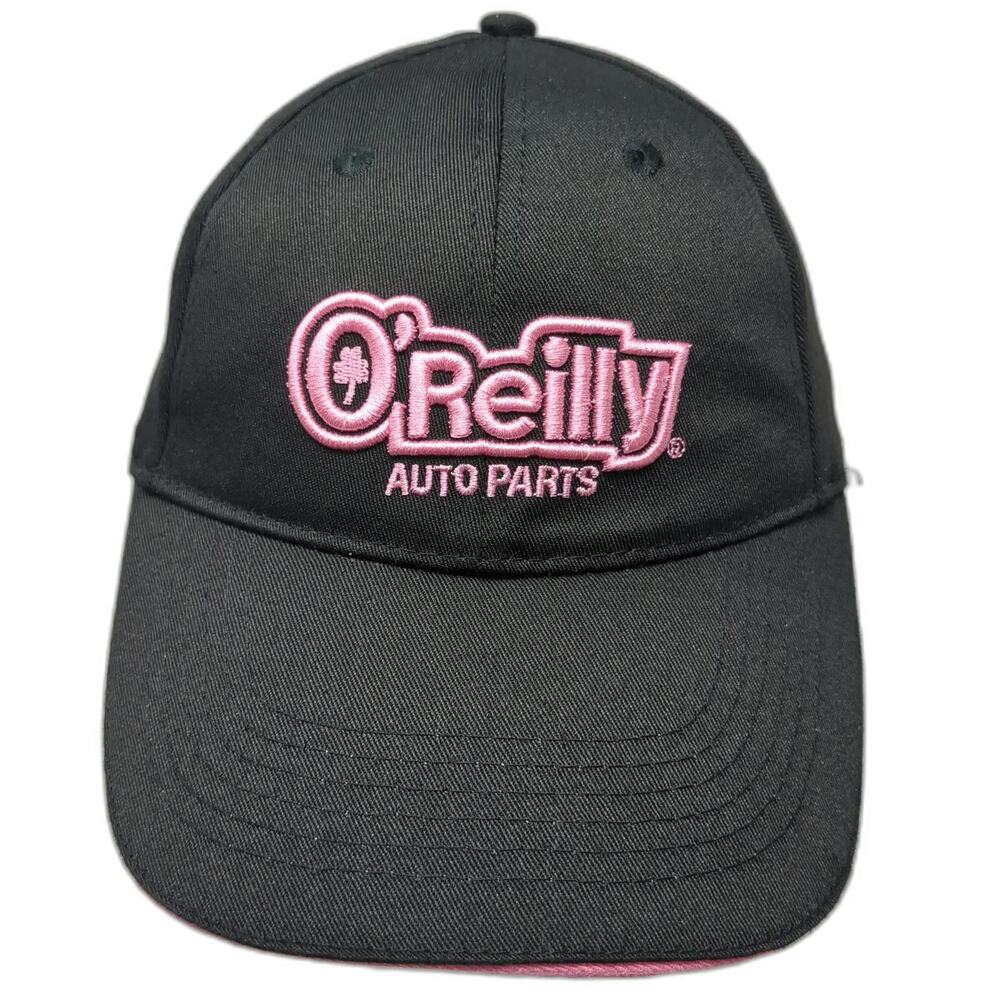 O'Reilly Auto Parts Baseball Cap Black One Size Pink Logo Underbrim Strapback